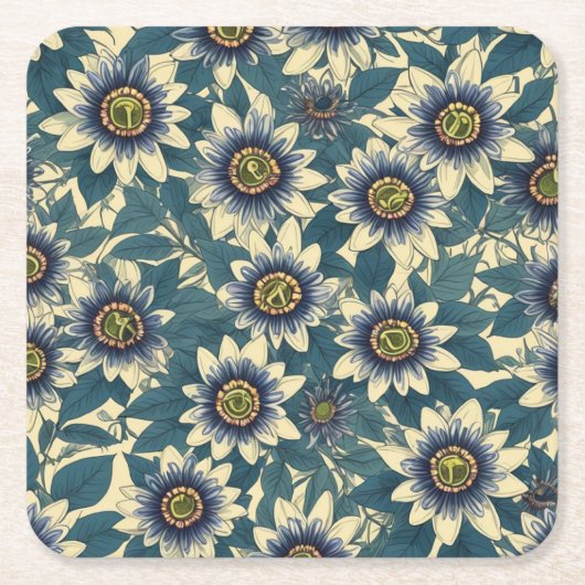 Blaue Passionsmuster-Blume Rechteckiger Pappuntersetzer (Vorderseite)