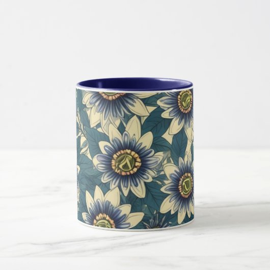 Blaue Passionsmuster-Blume Tasse (Zentrum)