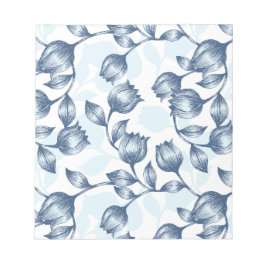 Blaue Pastel Elegance - Tulip Silhouette Blumenmus Notizblock