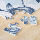 Blaue Pastel Elegance - Tulip Silhouette Blumenmus Puzzle (Seite)