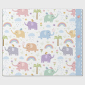 Blaue Pastel Elephant Muster für Little Boy Party Geschenkpapier (Flach)