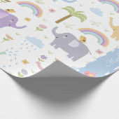 Blaue Pastel Elephant Muster für Little Boy Party Geschenkpapier (Ecke)