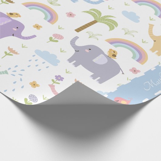 Blaue Pastel Elephant Muster für Little Boy Party Geschenkpapier (Ecke)