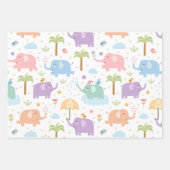 Blaue Pastel Elephant Muster für Little Boy Party Geschenkpapier Set (Vorderseite 2)