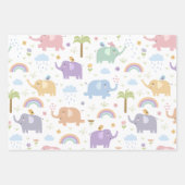 Blaue Pastel Elephant Muster für Little Boy Party Geschenkpapier Set (Vorderseite)