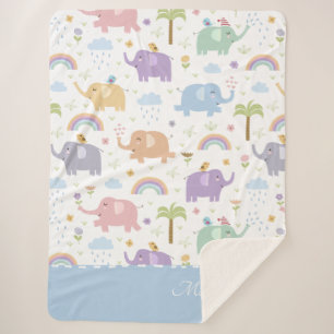 Blaue Pastel Elephant Muster für Little Boy Sherpadecke