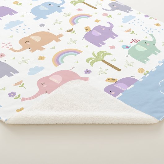 Blaue Pastel Elephant Muster für Little Boy Sherpadecke (3/4)