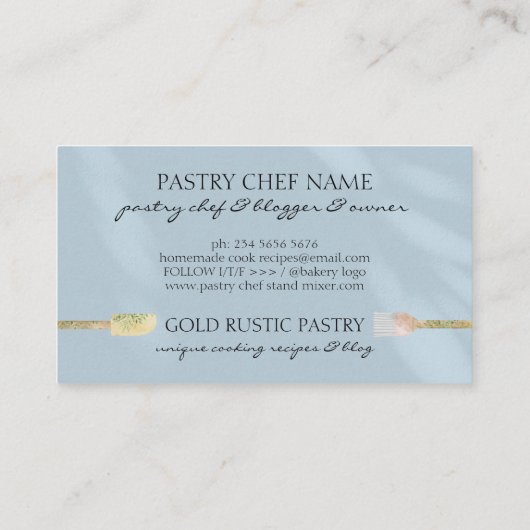 Blaue Pastel-Eukalyptusblättriger Spatulenkocher Visitenkarte (Rückseite)