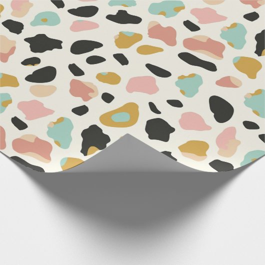 Blaue Pastel Leopard-Spots Geschenkpapier (Ecke)