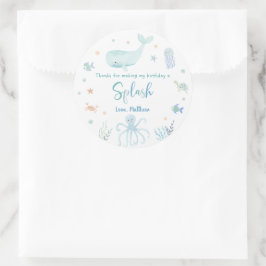 Blaue Pastel unter dem Meer Geburtstag Vielen Dank Runder Aufkleber