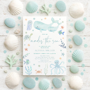 Blaue Pastel unter der Kinderdusche des Sea Boy Einladung