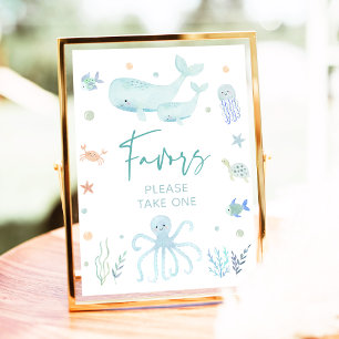 Blaue Pastel unter der Meeresdusche Favoriten Schi Poster
