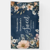 Blaue Pastelblüten Wildblumen Sweet 16 Banner (Vertikal)