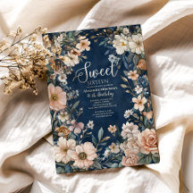 Blaue Pastelblüten Wildblumen Sweet 16