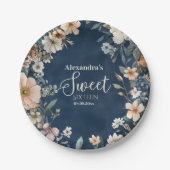 Blaue Pastelblüten Wildblumen Sweet 16 Pappteller (Vorderseite)