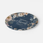 Blaue Pastelblüten Wildblumen Sweet 16 Pappteller (Schrägansicht)