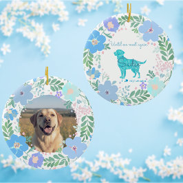 Blaue Pastell-Blumen-Labrador Retriever-Foto-Anpas Keramik Ornament