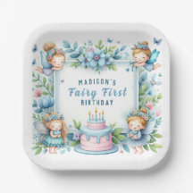 Blaue Pastell Blumenfee zum ersten Geburtstag -