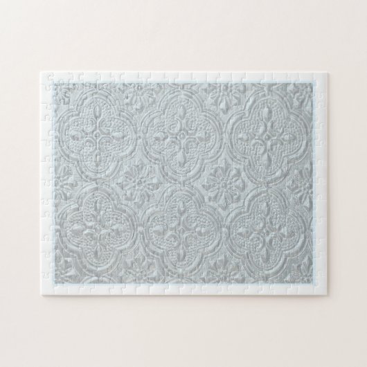 Blaue Pastell-Blumenmuster Puzzle (Horizontal)
