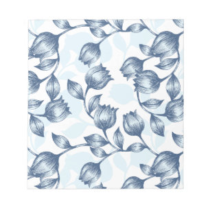 Blaue Pastell-Eleganz: Tulpen-Silhouette Blumenmus Notizblock