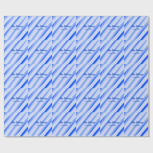 Blaue Pastell-Farben Namen Datum Boho Retro-Linien Geschenkpapier