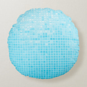 Blaue Pastell-Keramikwand- und Bodenfliesen abstra Rundes Kissen