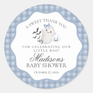 Blaue Pastell Kleine Boo Geist Baby Shower Favor Runder Aufkleber