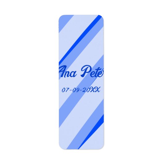 Blaue Pastell-Linien mit Namen Datum Boho Retro Mu (Vorne)