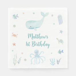 Blaue Pastelle unter dem Meer Geburtstag Serviette