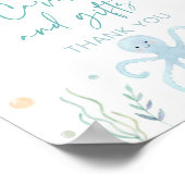 Blaue Pastelle unter der Meereskarte und Zeichen f Poster (Ecke)