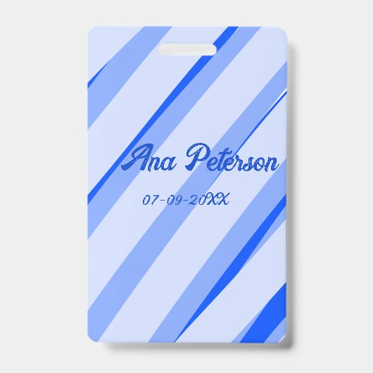 Blaue Pastellfarbe Name Datum Boho Retro Linien Mu Ausweis (Vorderseite)
