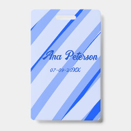 Blaue Pastellfarbe Name Datum Boho Retro Linien Mu Ausweis