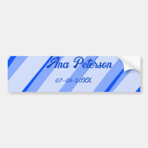 Blaue Pastellfarbe Namen Datum Boho Retro Linien M Autoaufkleber