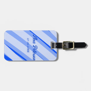 Blaue Pastellfarbe Namen Datum Boho Retro Linien M Gepäckanhänger