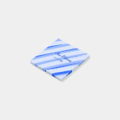 Blaue Pastellfarbe Namen Datum Boho Retro Linien M Post-it Klebezettel (angewinkelt)