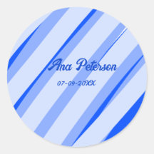 Blaue Pastellfarbe Namen Datum Boho Retro Linien M