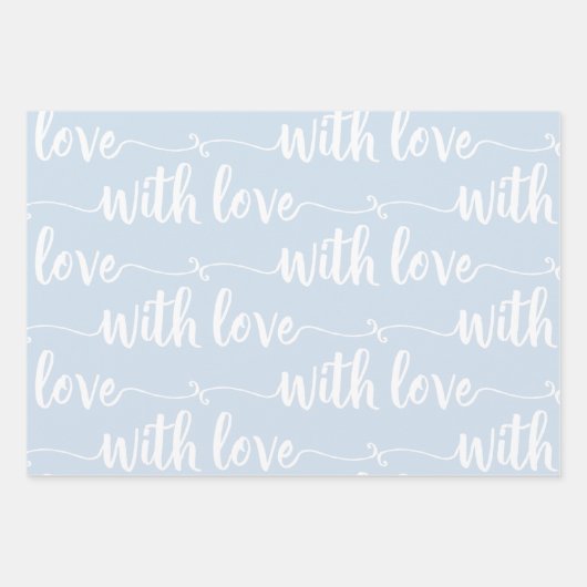 Blaue Pastete mit Liebe-Umhüllungspapierplatten Geschenkpapier Set (Vorderseite 3)