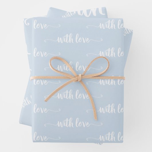 Blaue Pastete mit Liebe-Umhüllungspapierplatten Geschenkpapier Set (Beispiel)