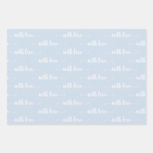 Blaue Pastete mit Liebe-Umhüllungspapierplatten Geschenkpapier Set (Vorderseite)