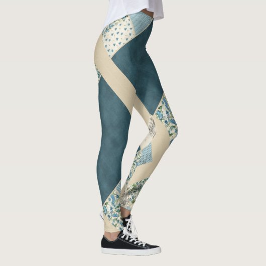 Blaue Patchwork-Leggings Yoga Pants Leggings (Rechts)