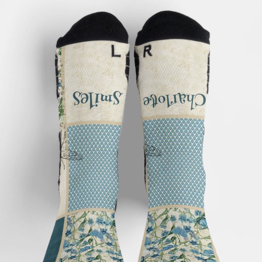 Blaue Patchwork-Socken Socken (Oben)