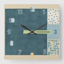 Blaue Patchwork - Wall-Lock Quadratische Wanduhr