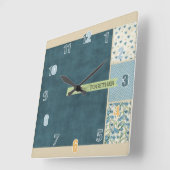 Blaue Patchwork - Wall-Lock Quadratische Wanduhr (Winkel)