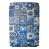 Blaue Patchworkarbeit Badematte (Vorderseite Vertikal)
