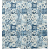 Blaue Patchworkdecke Rustikal Floral Retro Duschvorhang (Vorderseite)