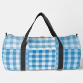 Blaue Patchworkmuster mit Karos groß Duffle Bag (Vorderseite)