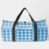 Blaue Patchworkmuster mit Karos groß Duffle Bag (Rückseite)