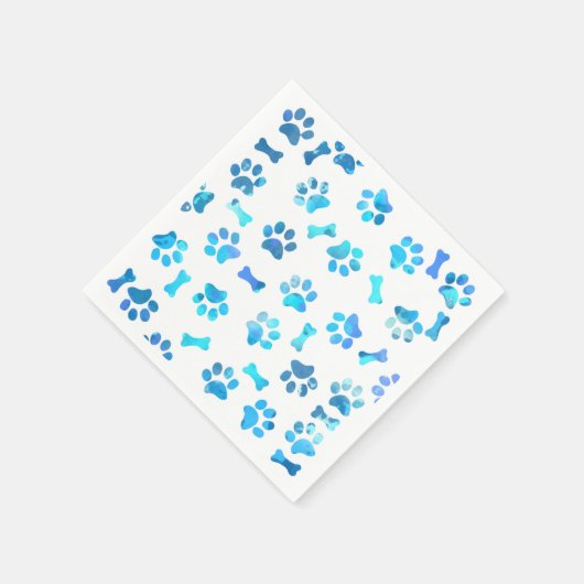 Blaue Paw Prints zum Geburtstag Serviette (Ecke)