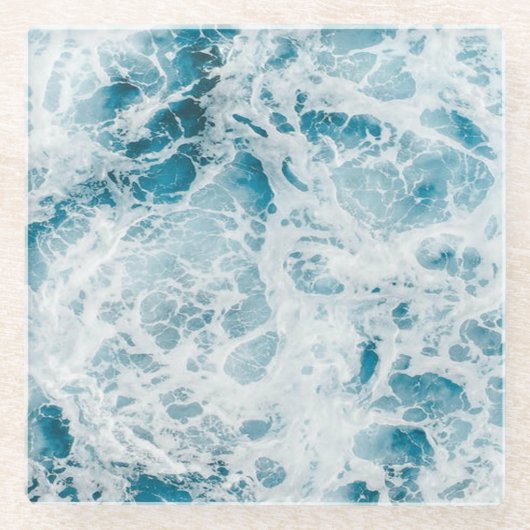 Blaue Pazifikwelle Glasuntersetzer (Vorderseite)