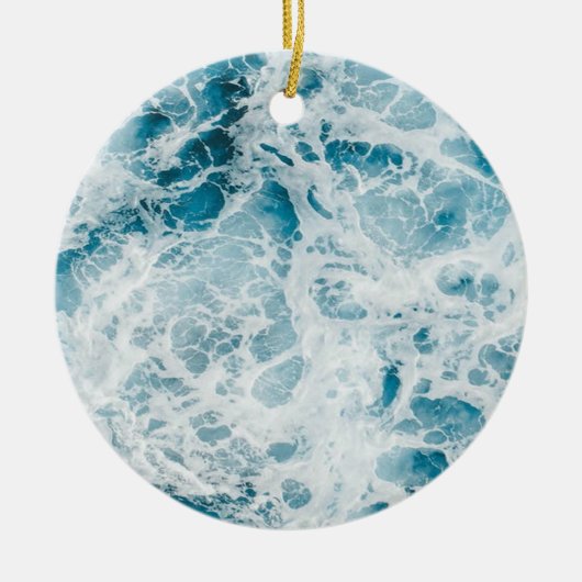 Blaue Pazifikwelle Keramik Ornament (Vorne)